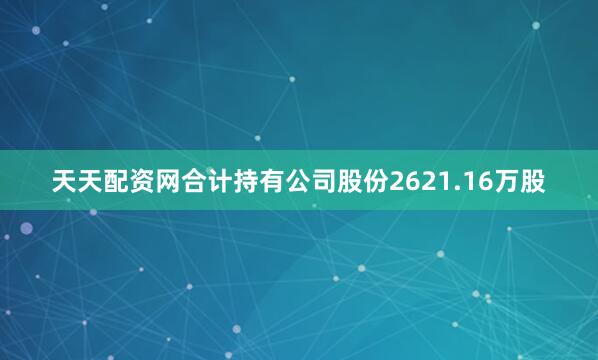 天天配资网合计持有公司股份2621.16万股